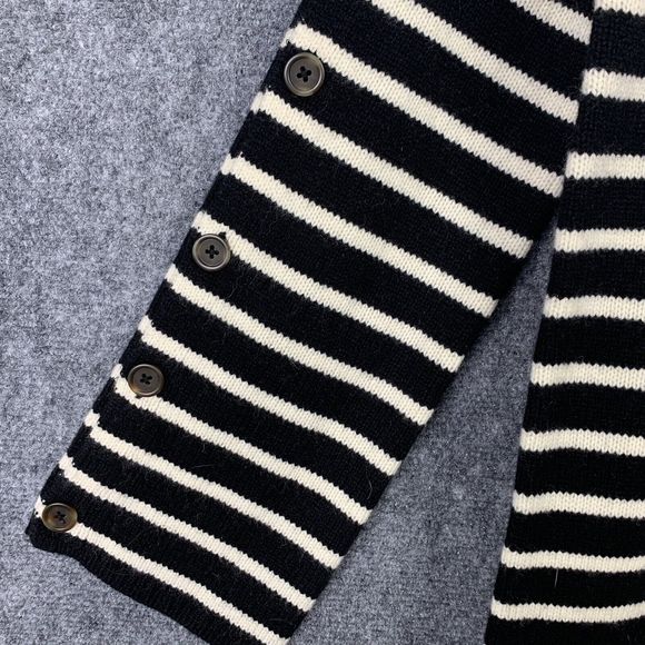 Madewell Striped Merino Wool Button Up Sleeves Sweater Dress Black Cream XXS - Picture 3 of 13